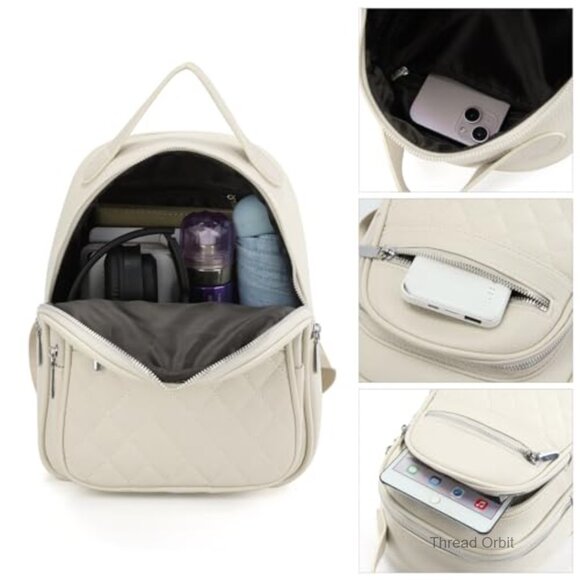 Small PU Leather Backpack Purse for Women Travel Shoulder Bag